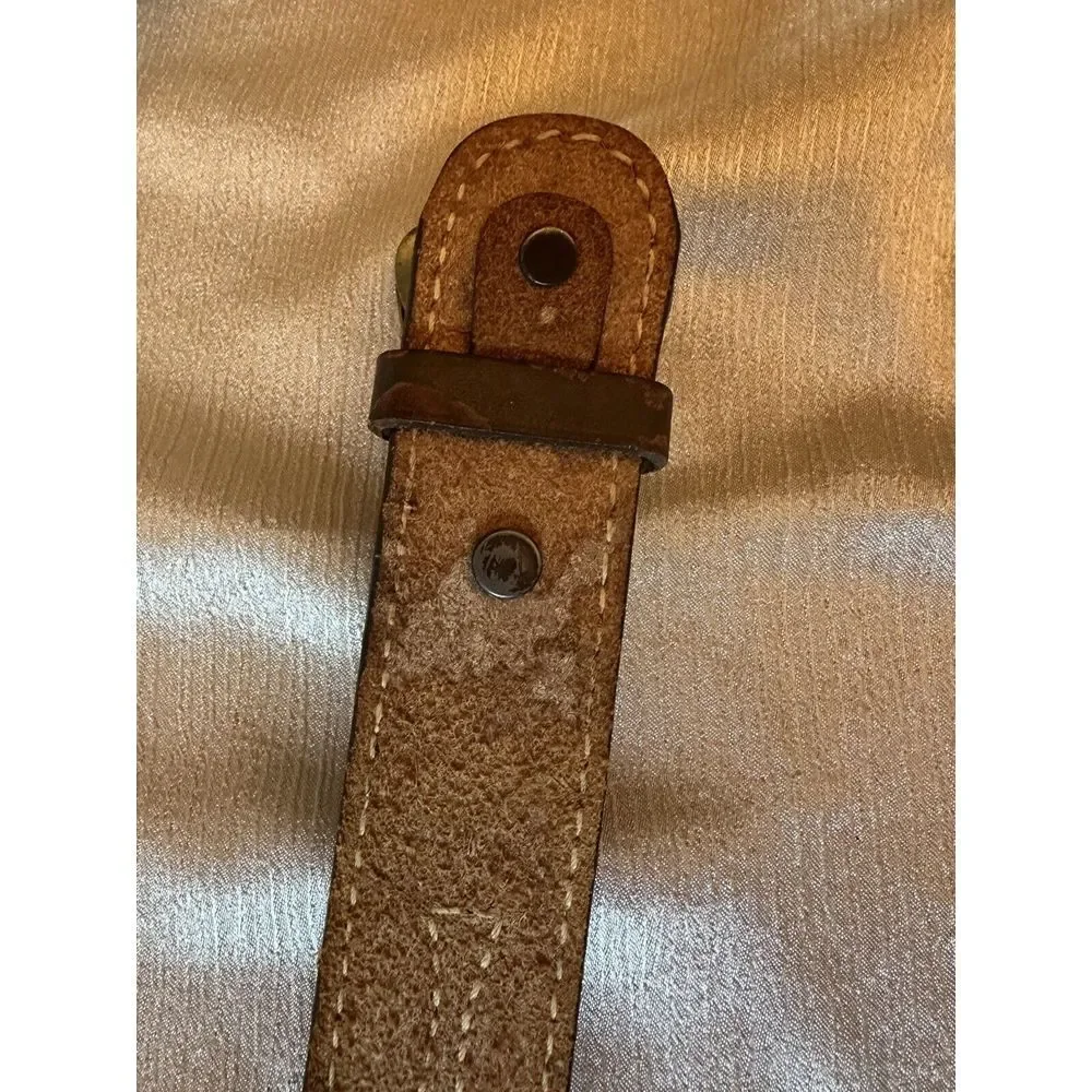 vintage USA made JUSTIN buckle belt 32 cowhide leather WESTERN brown‎ TOOLED